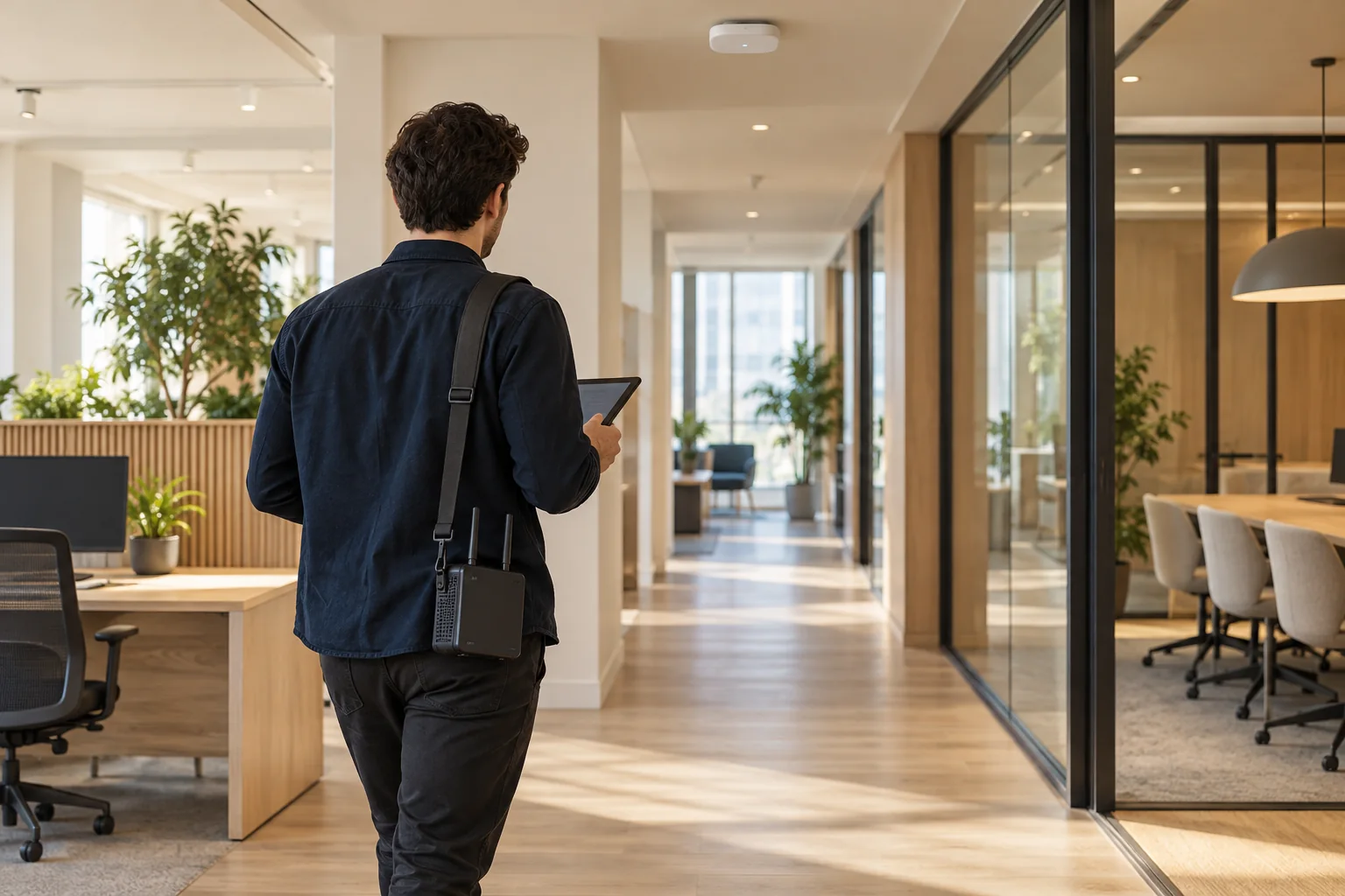 Illustration d’un relevé WiFi dans des locaux professionnels